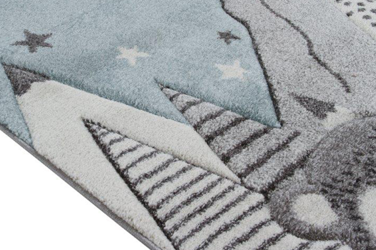 Tapis enfant motif ours gris et bleu 100 x 150 cm TITI