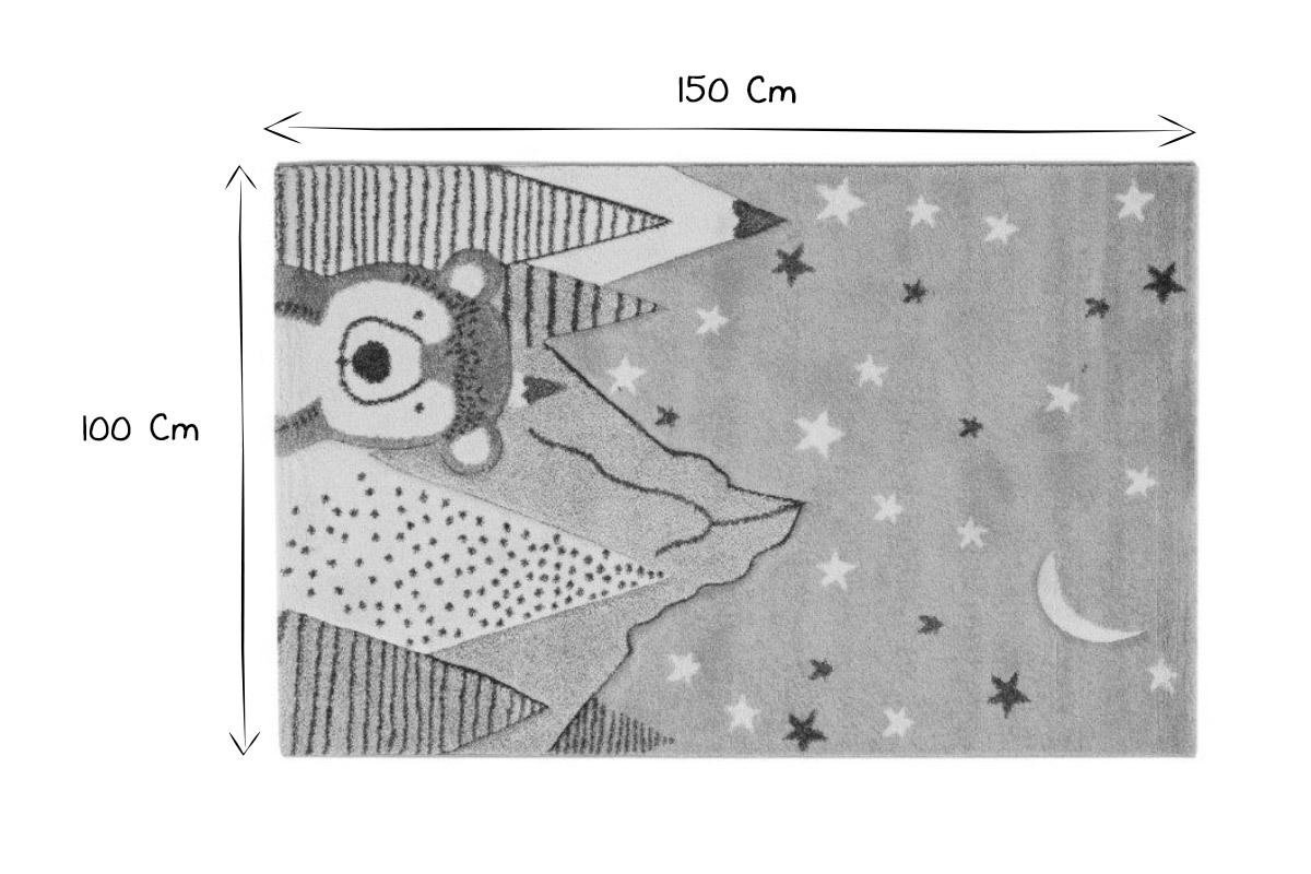 Tapis enfant motif ours gris et bleu 100 x 150 cm TITI