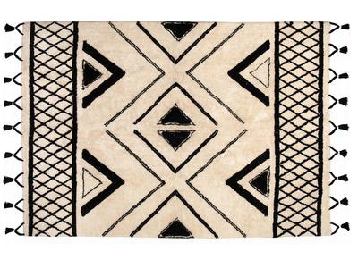 Tapis ethnique en coton noir et naturel 160 x 230 cm MAURI