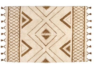 Tapis ethnique en coton ocre et naturel 160 x 230 cm MAURI