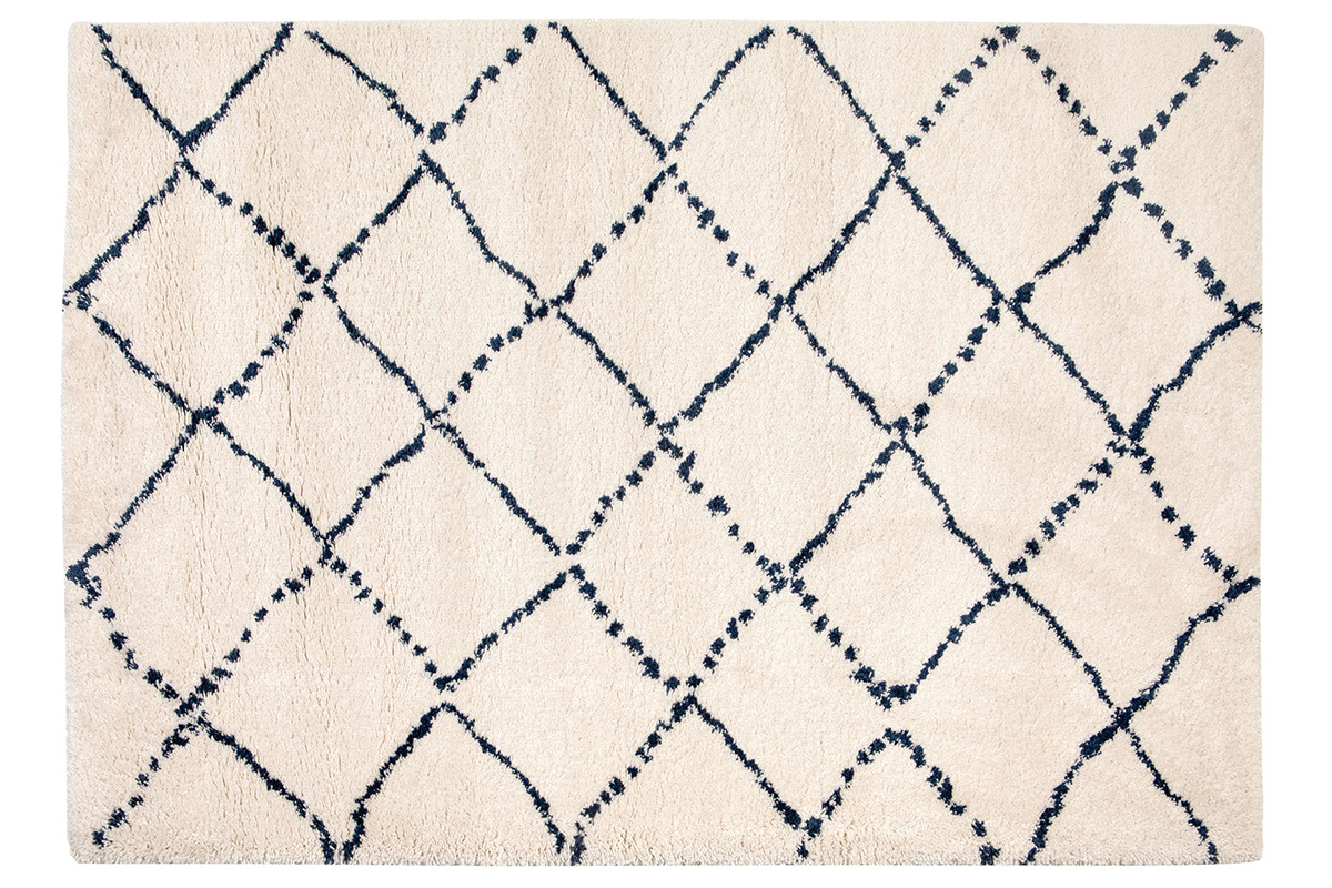 Tapis graphique naturel et bleu 160 x 230 cm BERBERE
