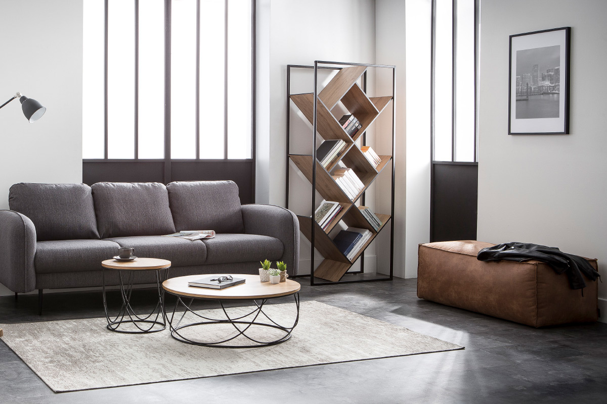 Tapis gris acrylique - coton 155x230 STONE