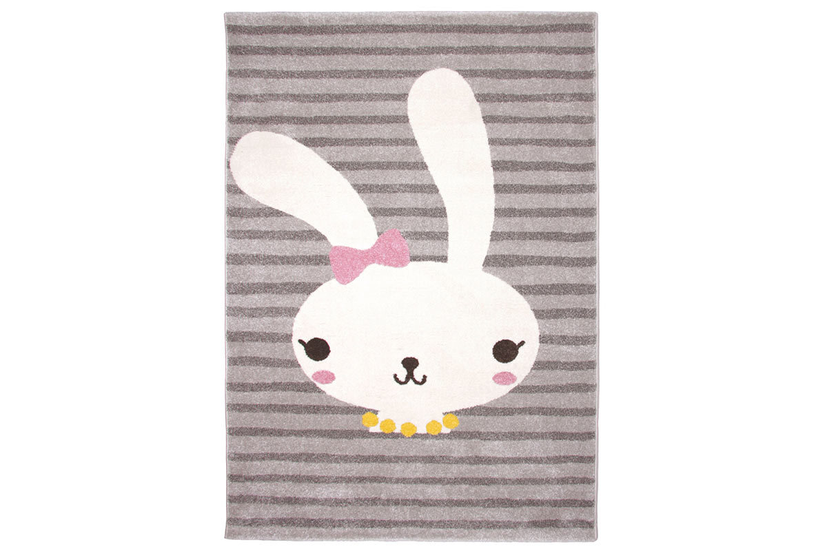 Tapis gris enfant avec motif lapin tiss� 120x170 cm BONNIE