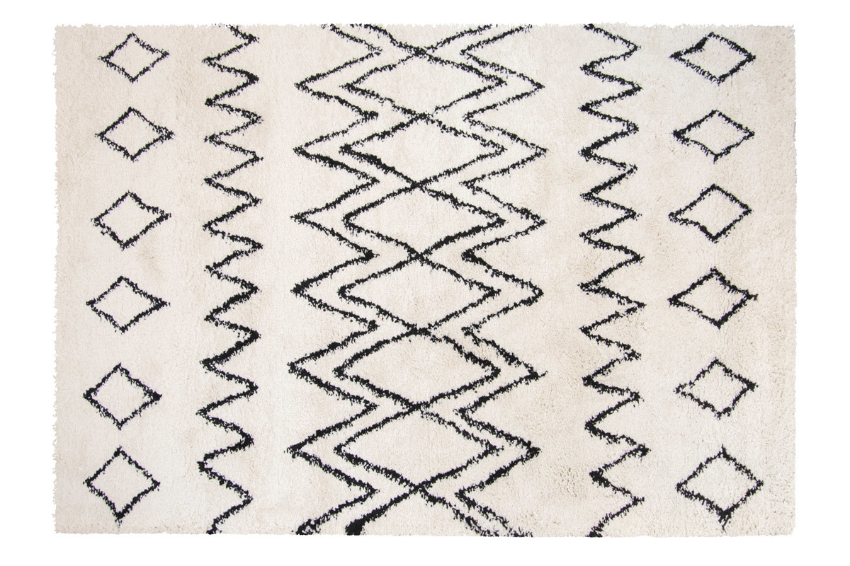 Tapis ivoire et noir polypropyl�ne 160x230 cm AZETTA