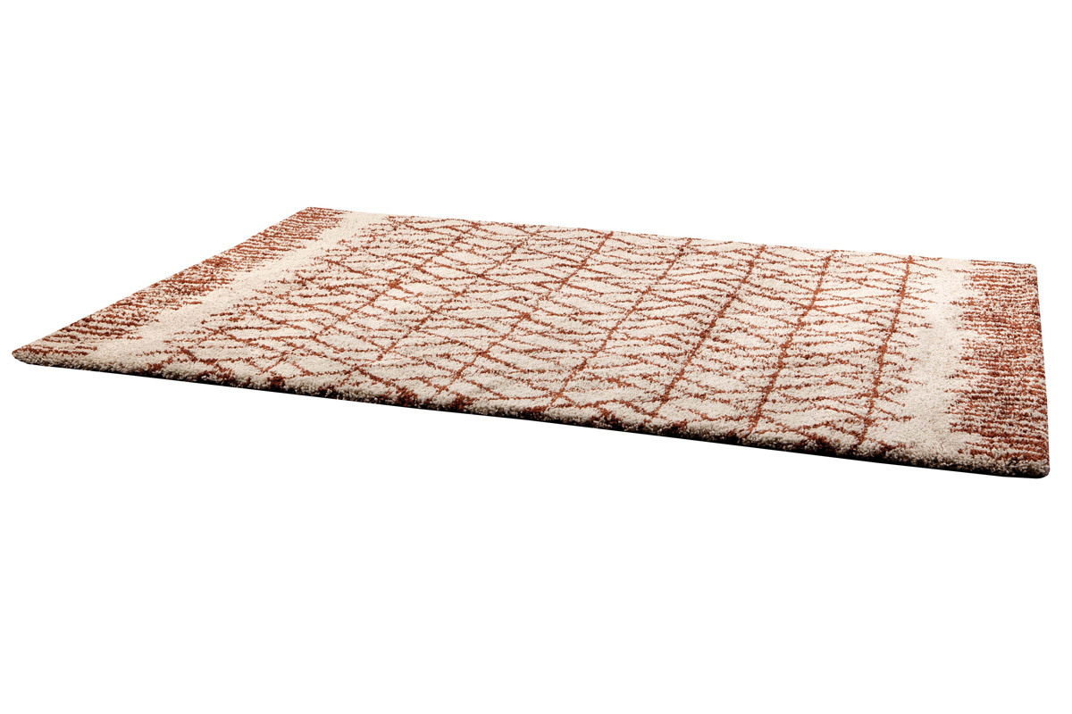 Tapis moderne beige et rouge tomette 200 x 290 cm PALMERAIE