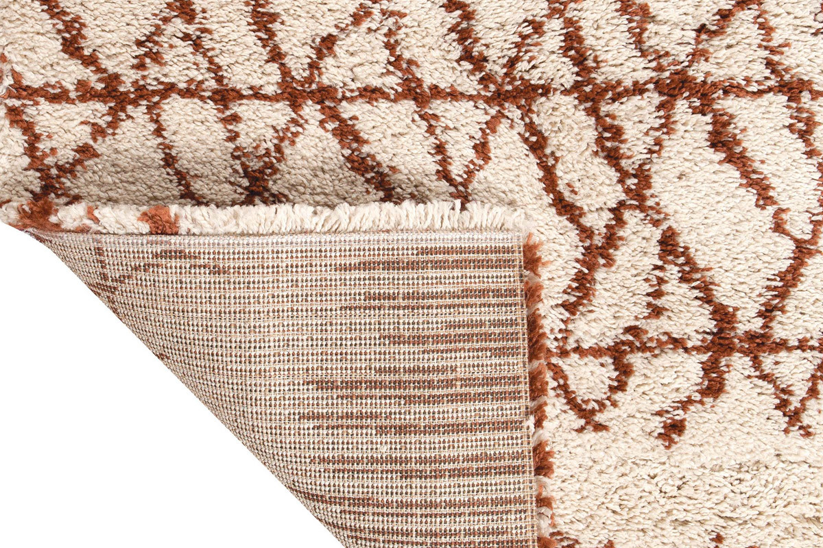 Tapis moderne beige et rouge tomette 200 x 290 cm PALMERAIE