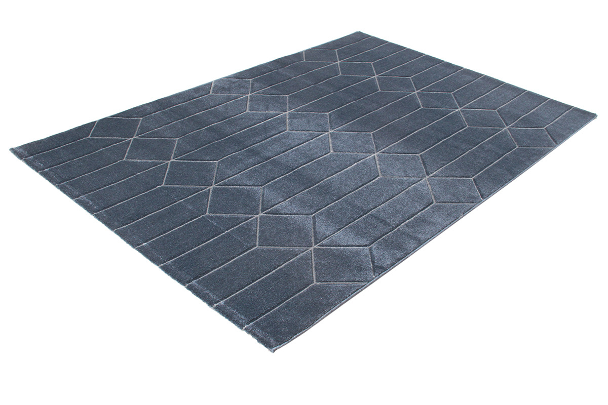 Tapis moderne bleu avec motif graphique ARROWS