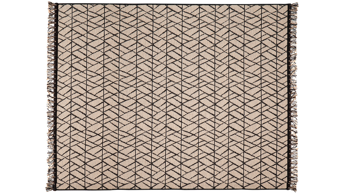 Tapis moderne naturel avec motif graphique noir 120 x 170 cm ETNICA