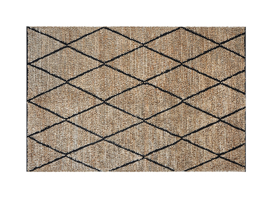 Tapis naturel motif losange noir 160 x 230 cm DOURA