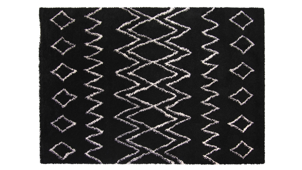 Tapis noir et ivoire polypropylène 160x230 cm AZETTA
