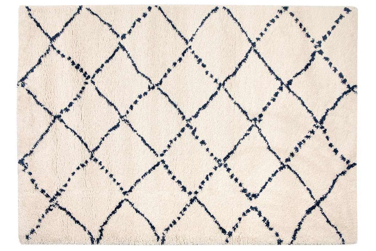 Tapis polypropyl�ne naturel et bleu 120 x 170 cm BERBERE