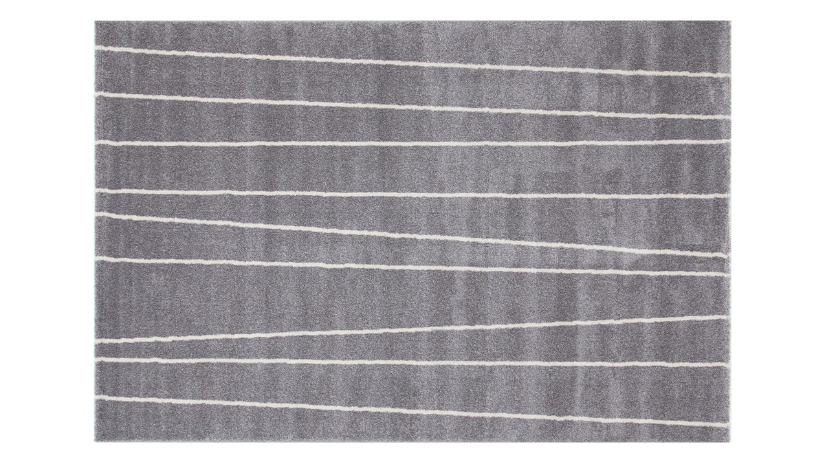 Tapis rayé gris et blanc 160 x 230 cm LINE