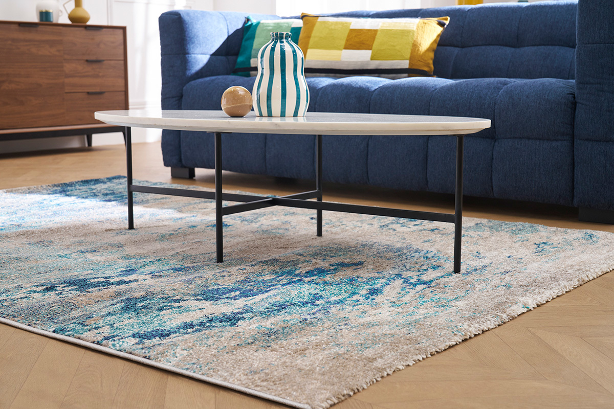 Tapis rectangulaire  motif abstrait bleu 160 x 230 cm CAPS