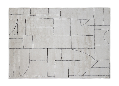 Tapis rectangulaire à motifs géométriques blanc cassé et noir 160 x 230 cm ENVY