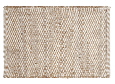 Tapis rectangulaire beige en jute et coton tissés L140 x L200 EFFIA
