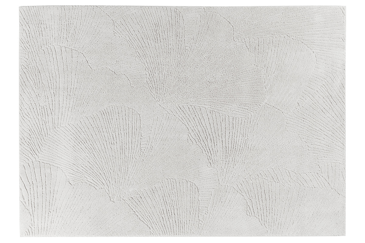 Tapis rectangulaire ivoire � motifs, dimensions 160 x 230 cm, vue de dessus
