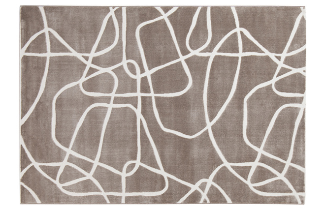Tapis rectangulaire taupe à motifs line art 160 x 230 cm APOLLINE