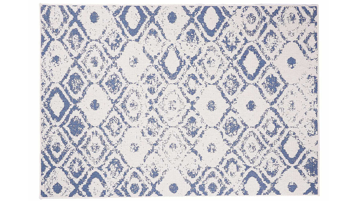 Tapis réversible à motif bleu intérieur - extérieur  L230 x L160 cm BELIZ