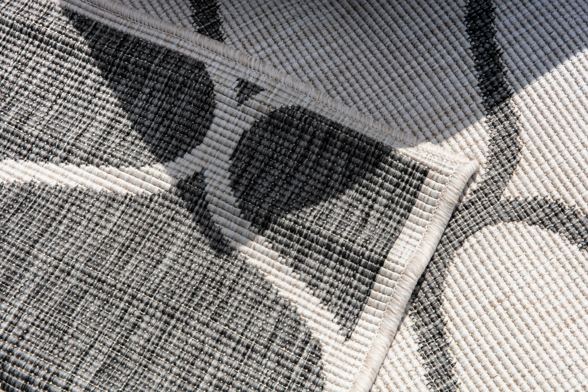 Tapis reversible int�rieur/ext�rieur blanc cr�me et gris 160 x 230 cm SPIN