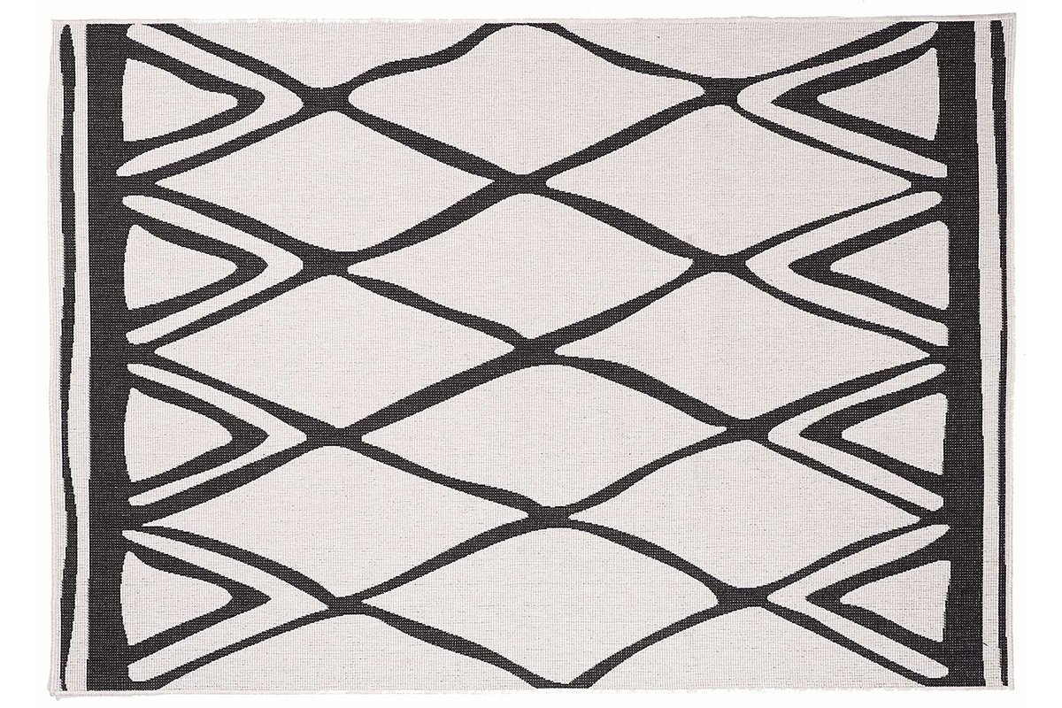 Tapis r�versible int�rieur ext�rieur blanc et noir 160 x 230 cm ROCCA