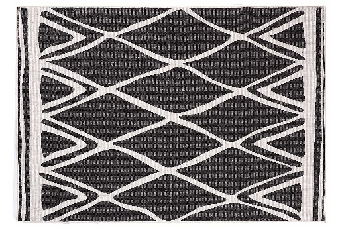 Tapis r�versible int�rieur ext�rieur blanc et noir 160 x 230 cm ROCCA