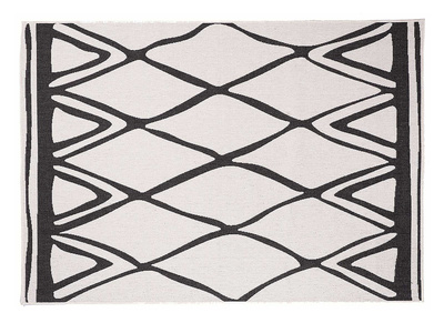 Tapis r&eacute;versible int&eacute;rieur ext&eacute;rieur blanc et noir 160 x 230 cm ROCCA