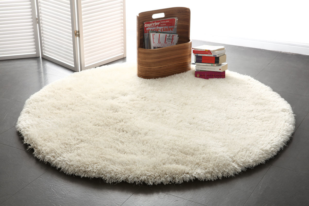  Tapis  shaggy rond  blanc  150 cm UGO Miliboo