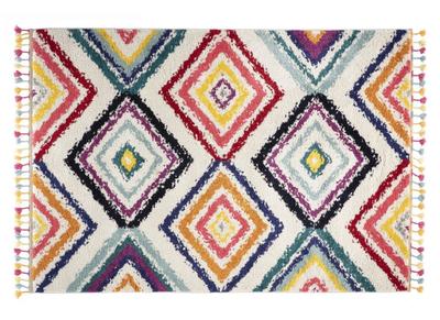 Tapis style berbère avec pompons multicolore 160 x 230 cm JEMAA