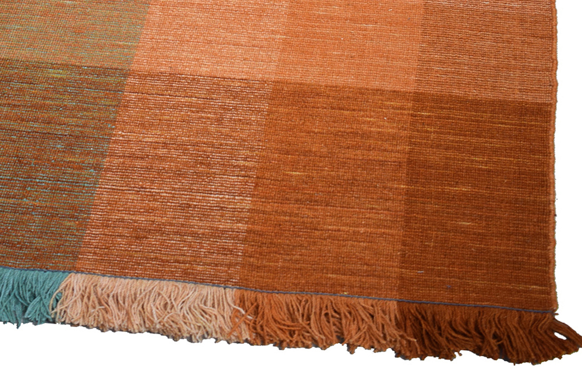 Tapis tiss� � la main bleu et orange 160 x 230 cm MARLEY