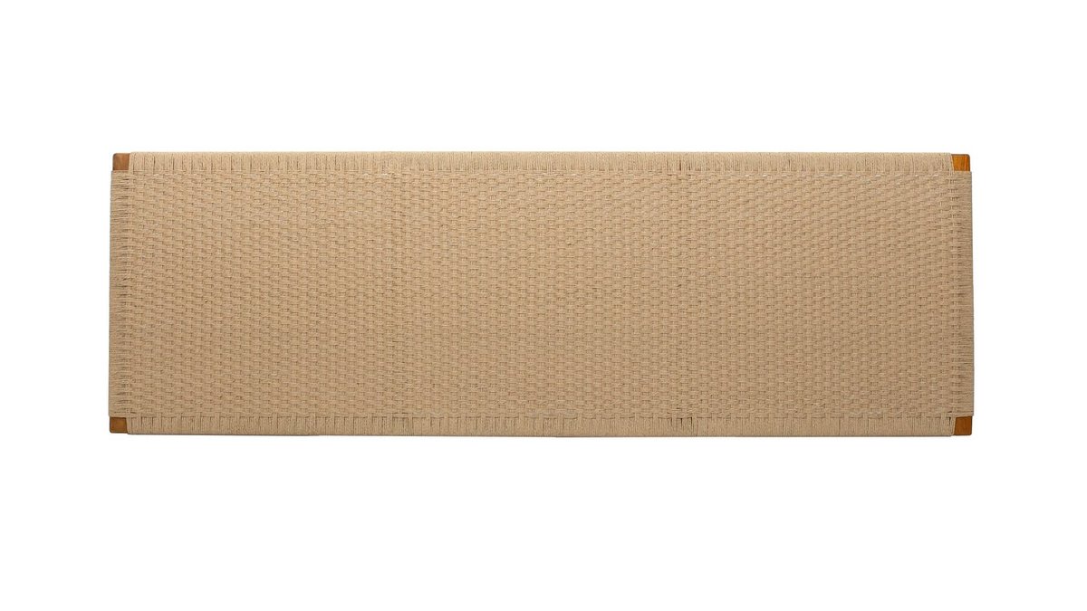 Tête de lit à suspendre en bois teck massif et corde de papier tressée L165 cm FLAKA
