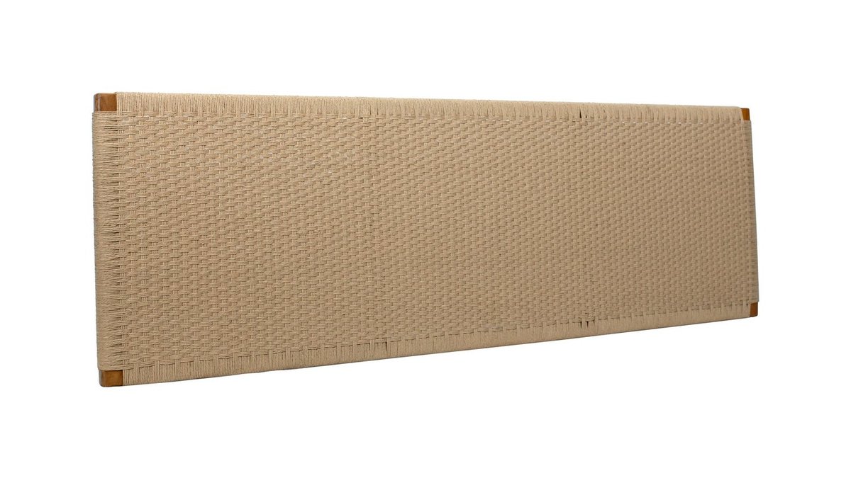 Tête de lit à suspendre en bois teck massif et corde de papier tressée L165 cm FLAKA