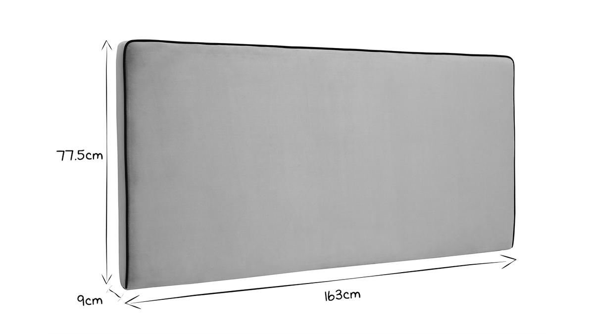Tête de lit à suspendre en tissu velours taupe L160 cm LILY