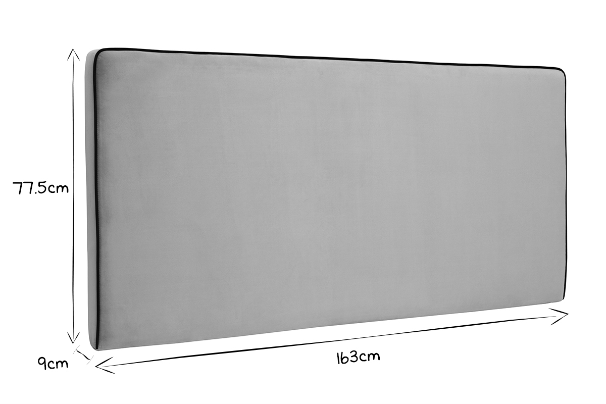 Tte de lit  suspendre en tissu velours taupe L160 cm LILY