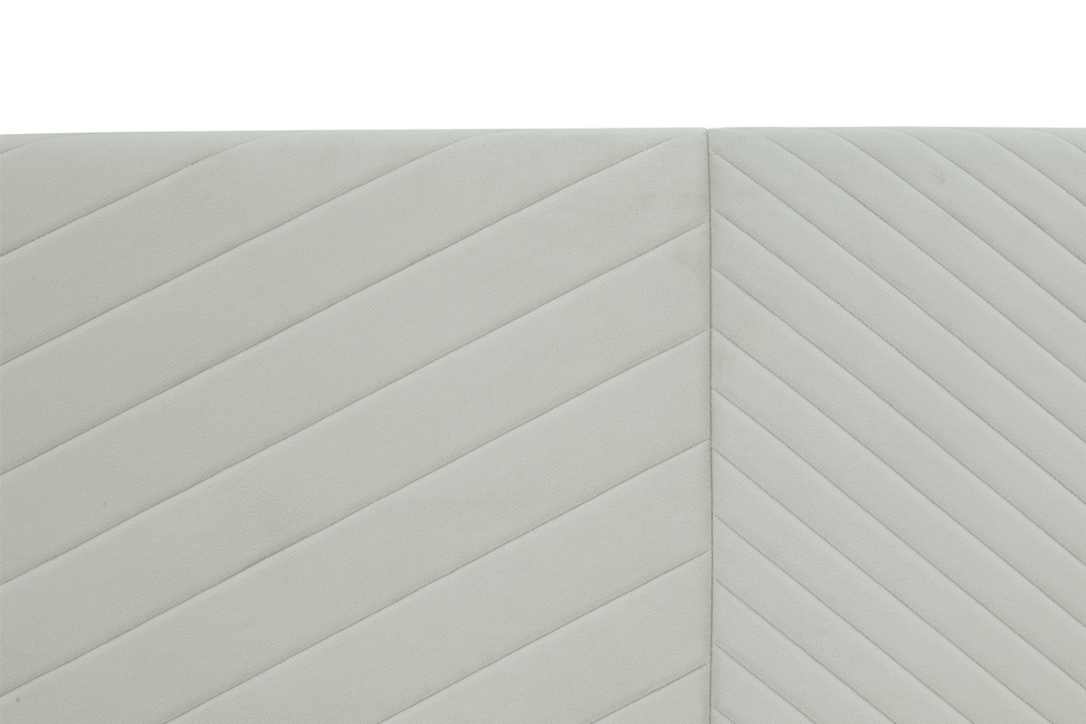 T�te de lit avec motif g�om�trique en velours beige L170 cm RIGA