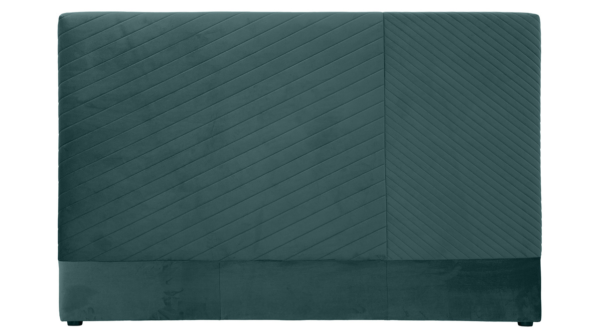Tête de lit avec motif géométrique en velours bleu paon L170 cm RIGA