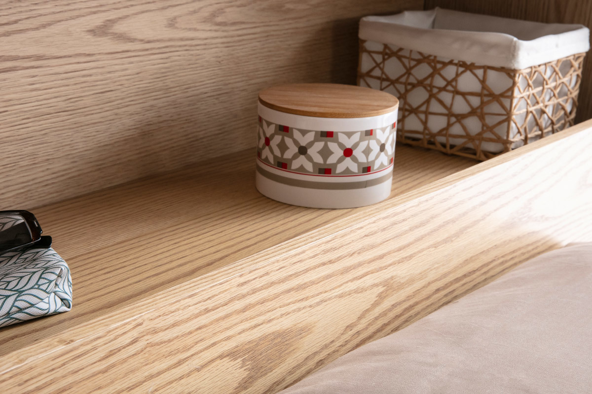 T�te de lit avec rangements bois clair 160 cm HYPNOS