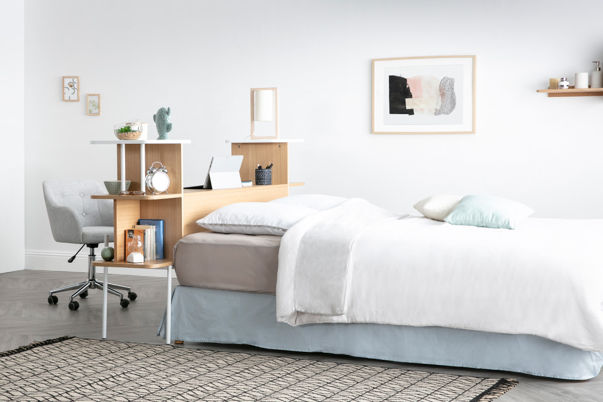 Tete De Lit Bureau Bois Et Blanc Amanda Miliboo