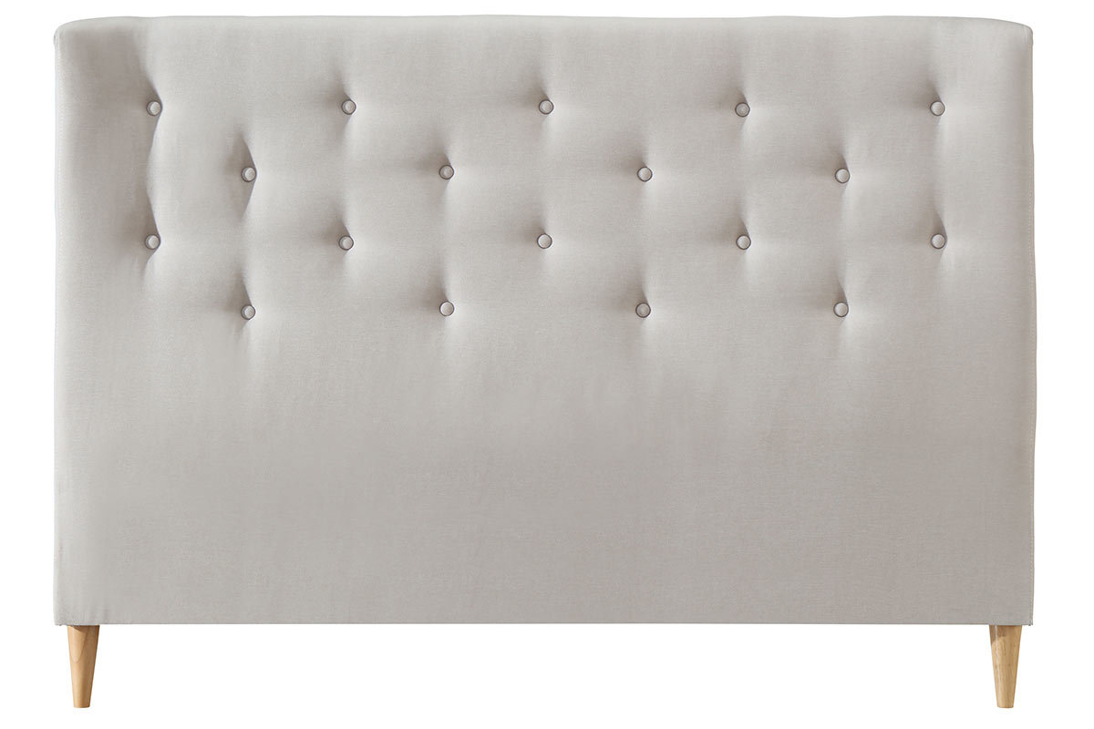 T�te de lit capitonn�e en tissu beige 170 cm EROS