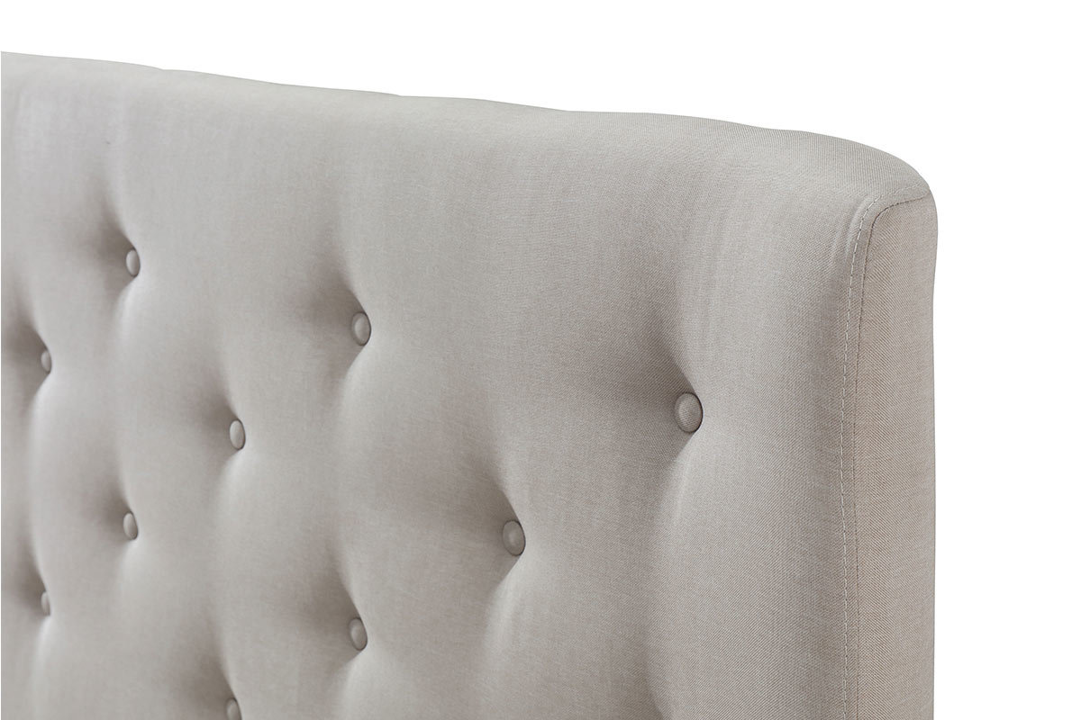 T�te de lit capitonn�e en tissu beige 170 cm EROS