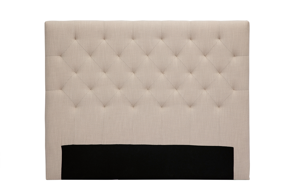 T�te de lit capitonn�e en tissu beige L140 cm ENGUERRAND
