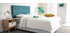 T&ecirc;te de lit capitonn&eacute;e en tissu bleu canard 140 cm HALCIONA