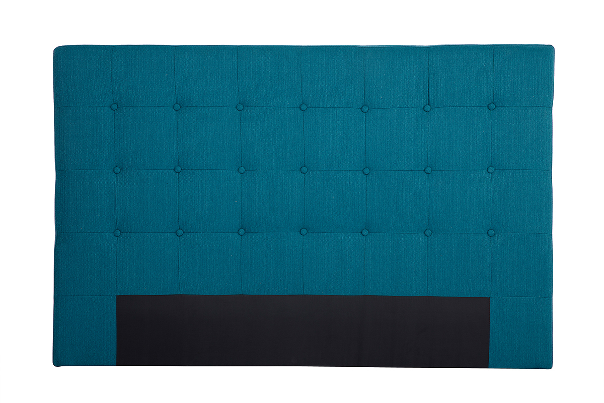T�te de lit capitonn�e en tissu bleu canard L170 cm LUTECE
