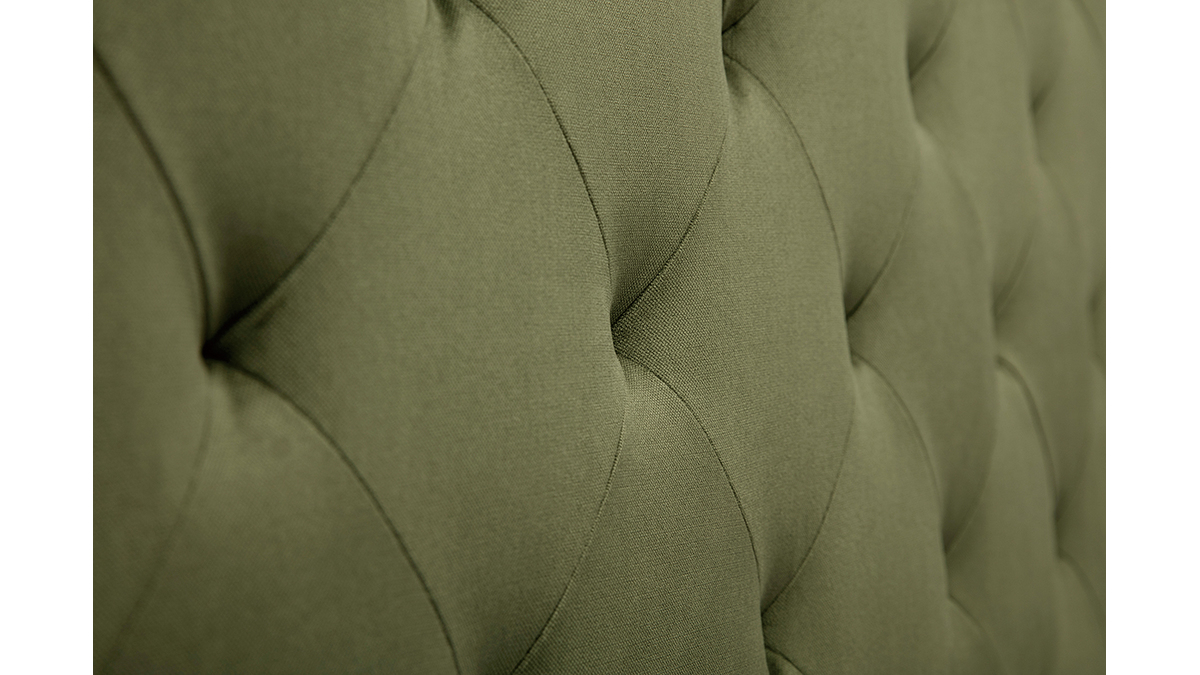 Tête de lit capitonnée en tissu effet velours vert kaki L160 cm ENGUERRAND