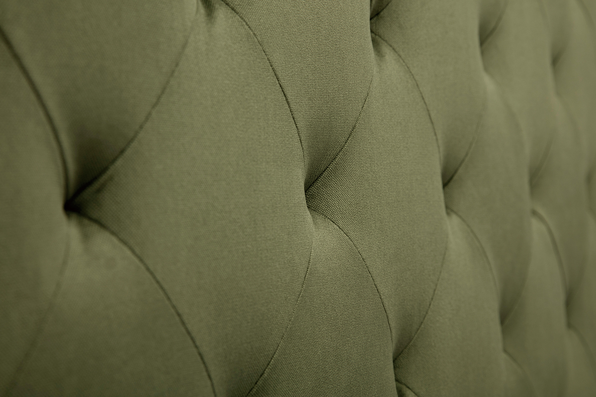 Tte de lit capitonne en tissu effet velours vert kaki L160 cm ENGUERRAND