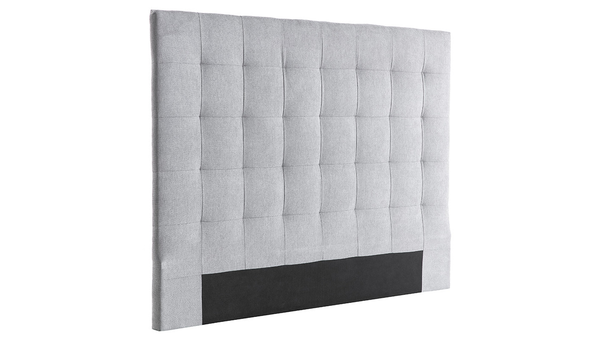 Tête de lit capitonnée en tissu gris 140 cm HALCIONA