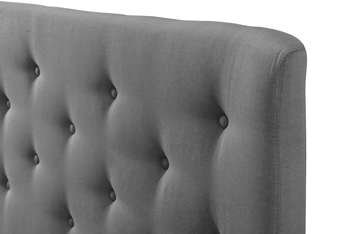 T�te de lit capitonn�e en tissu gris clair 150 cm EROS