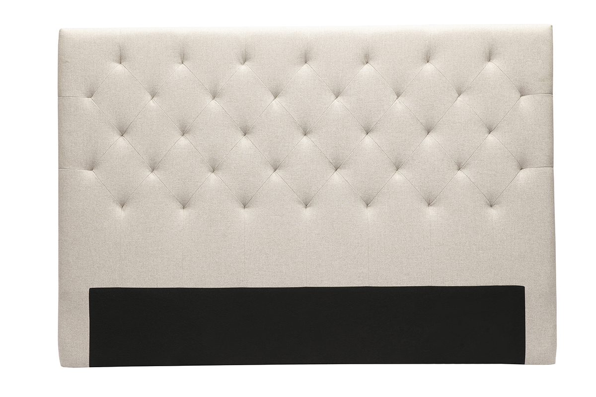 Tte de lit capitonne en tissu naturel L160 cm ENGUERRAND en polyester.