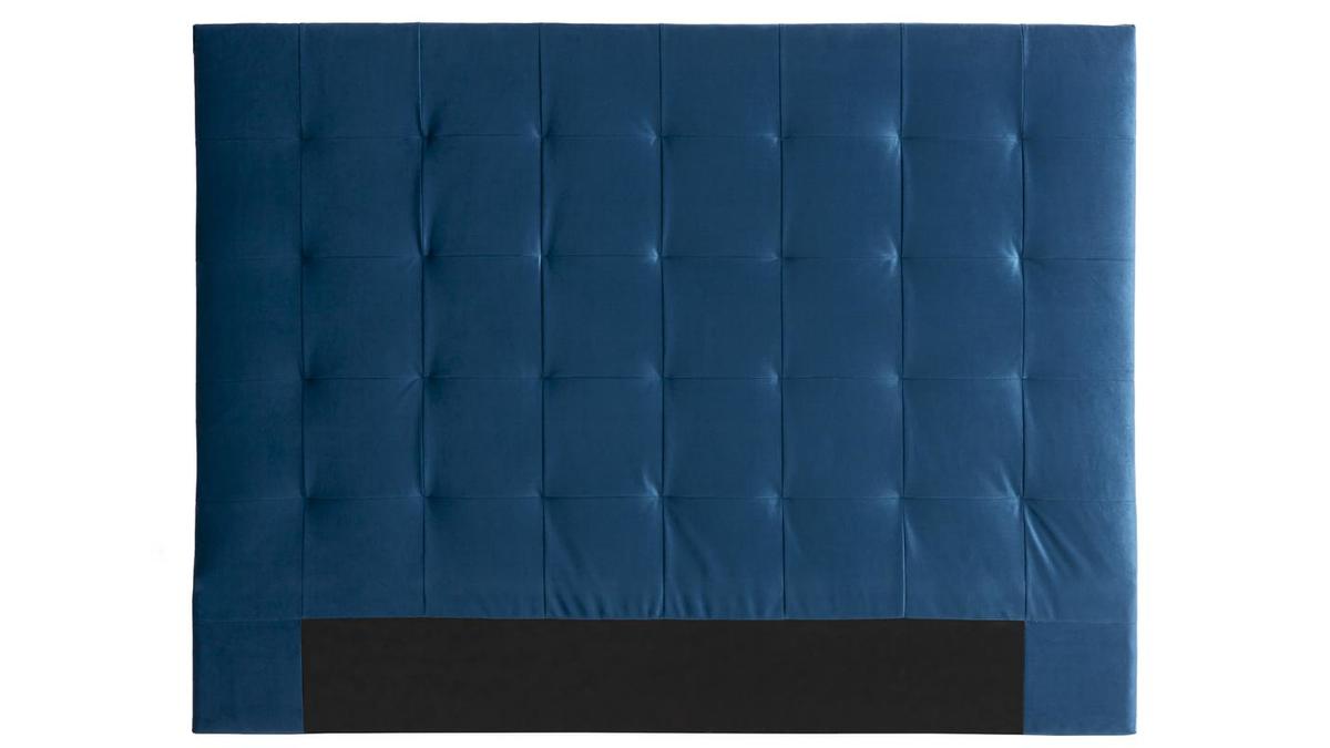 Tête de lit capitonnée en tissu velours bleu foncé L160 cm HALCIONA