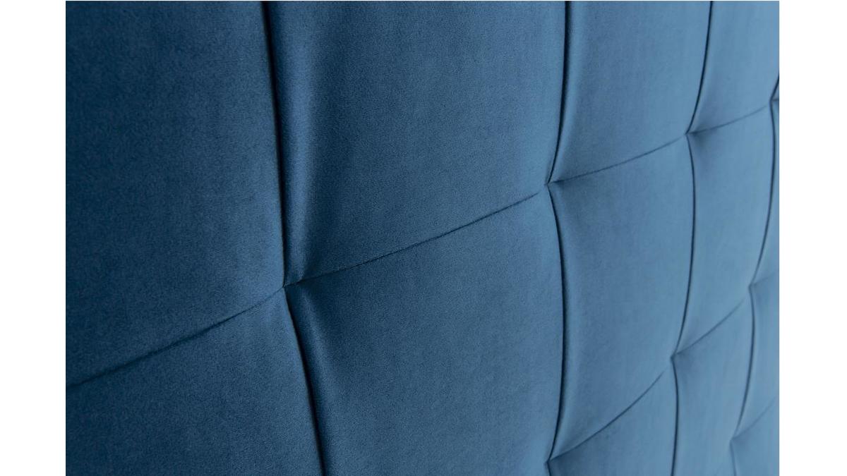 Tête de lit capitonnée en tissu velours bleu foncé L160 cm HALCIONA