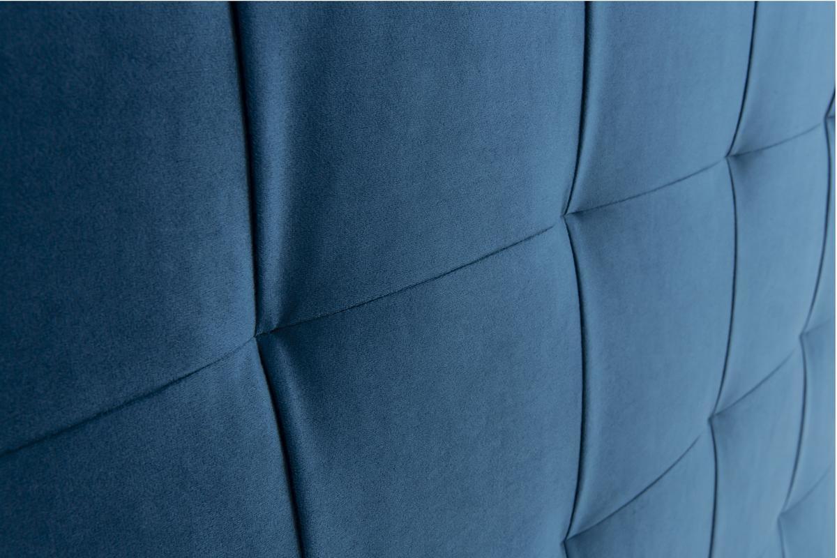 T�te de lit capitonn�e en tissu velours bleu fonc� L160 cm HALCIONA